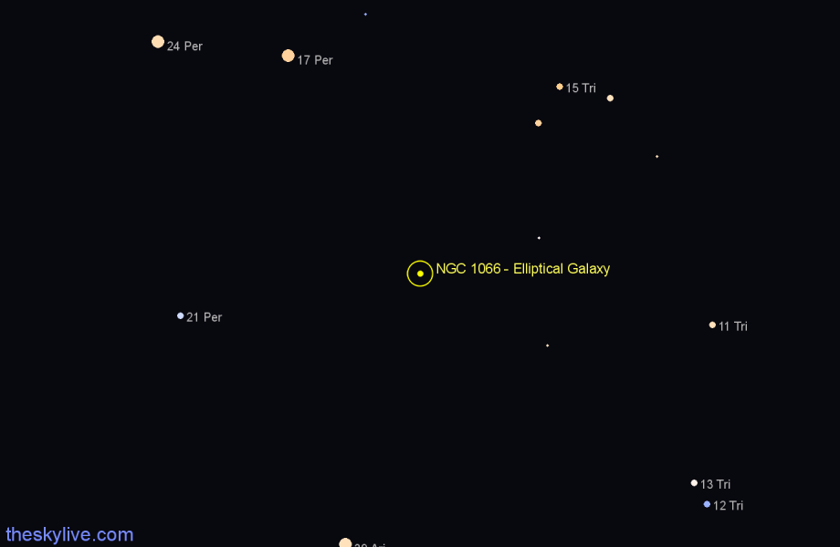 Finder chart NGC 1066 - Elliptical Galaxy in Triangulum star