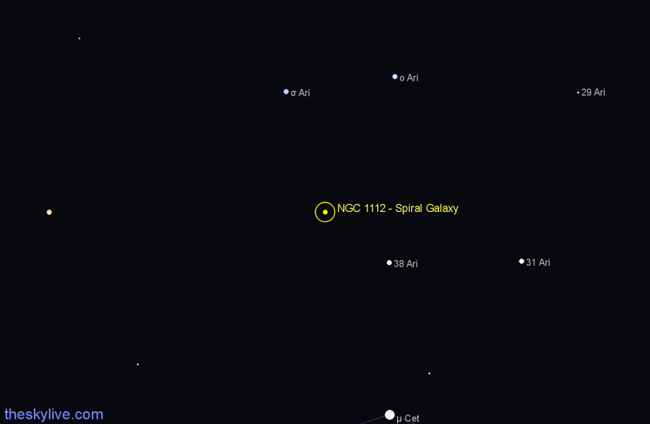Finder chart NGC 1112 - Spiral Galaxy in Aries star