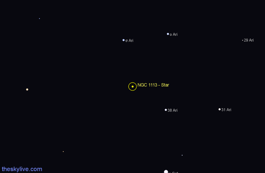 Finder chart NGC 1113 - Star in Aries star
