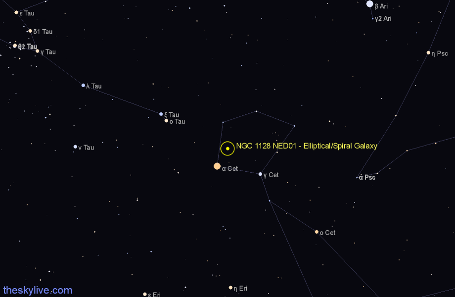 Finder chart NGC 1128 NED01 - Elliptical/Spiral Galaxy in Cetus star