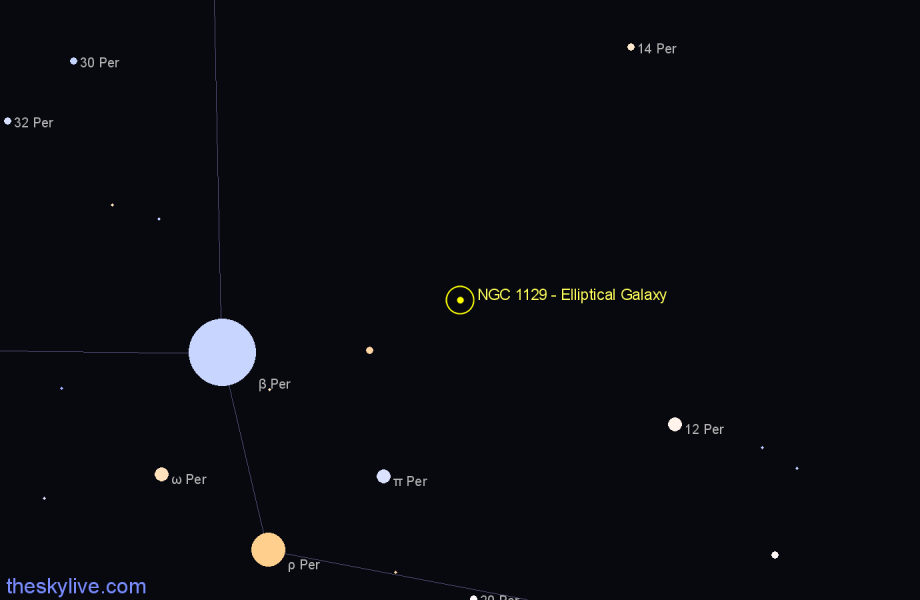 Finder chart NGC 1129 - Elliptical Galaxy in Perseus star