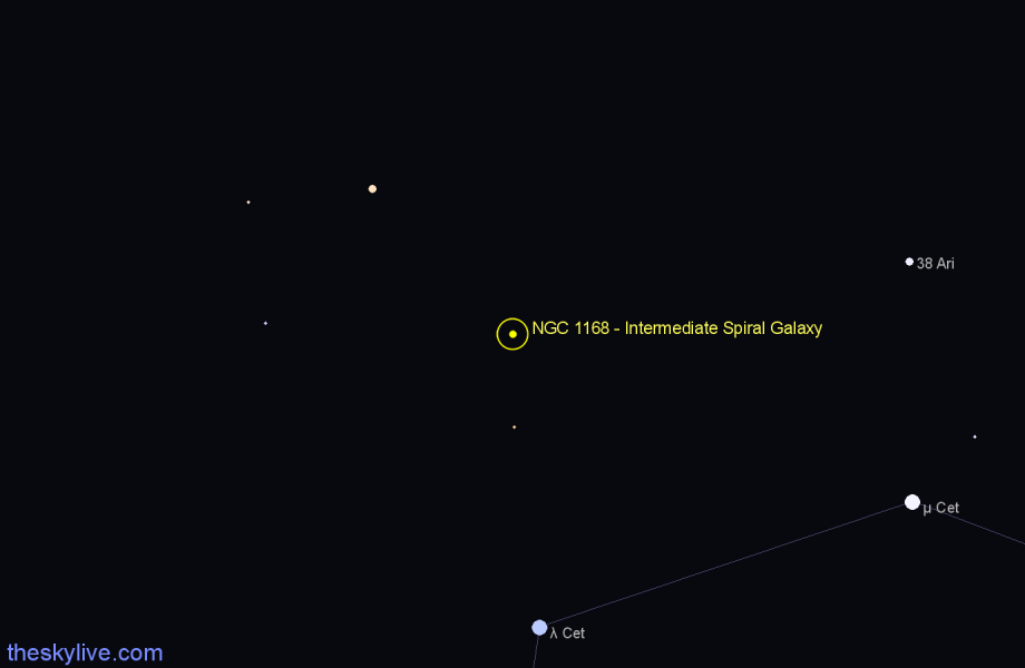 Finder chart NGC 1168 - Intermediate Spiral Galaxy in Aries star