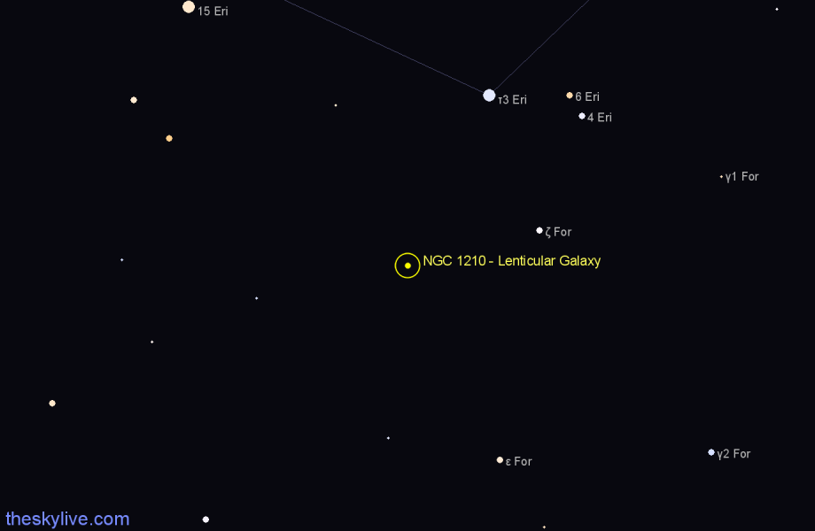 Finder chart NGC 1210 - Lenticular Galaxy in Fornax star