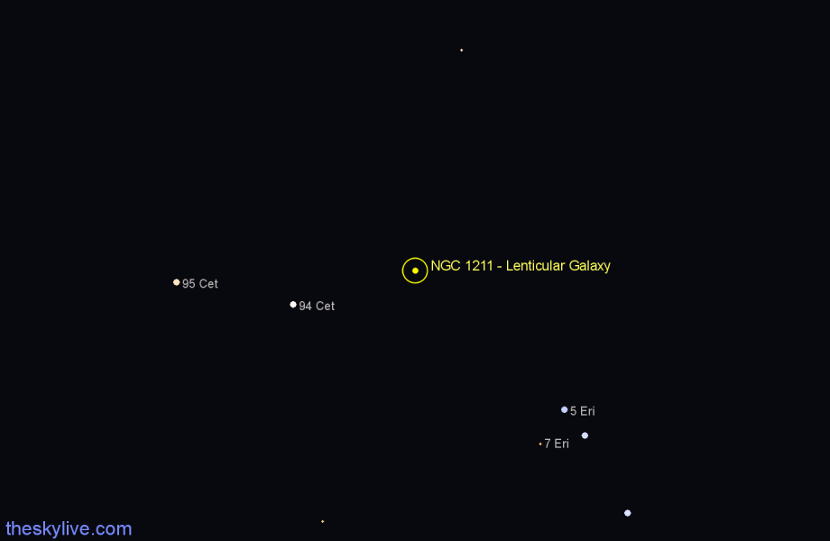 Finder chart NGC 1211 - Lenticular Galaxy in Cetus star