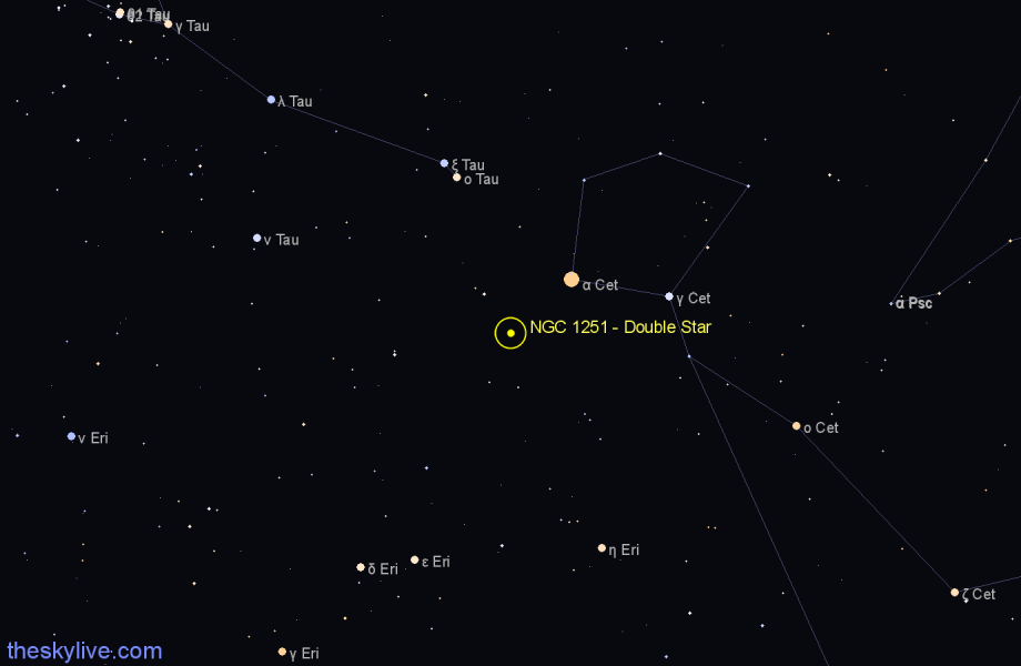 Finder chart NGC 1251 - Double Star in Cetus star