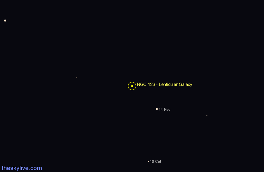 Finder chart NGC 126 - Lenticular Galaxy in Pisces star