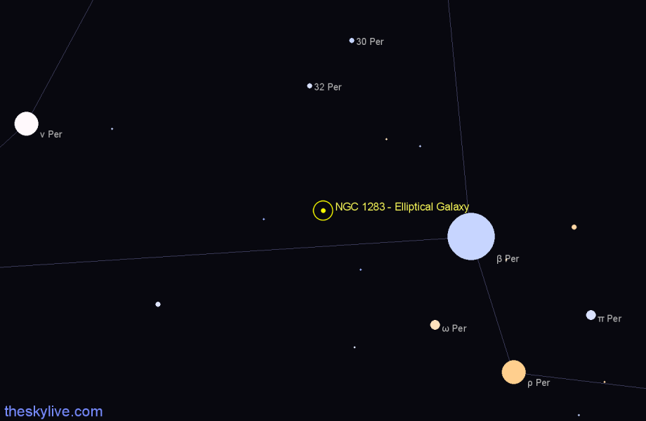Finder chart NGC 1283 - Elliptical Galaxy in Perseus star