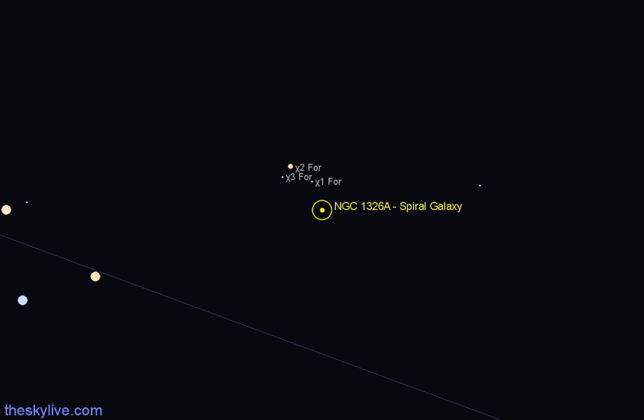 Finder chart NGC 1326A - Spiral Galaxy in Fornax star
