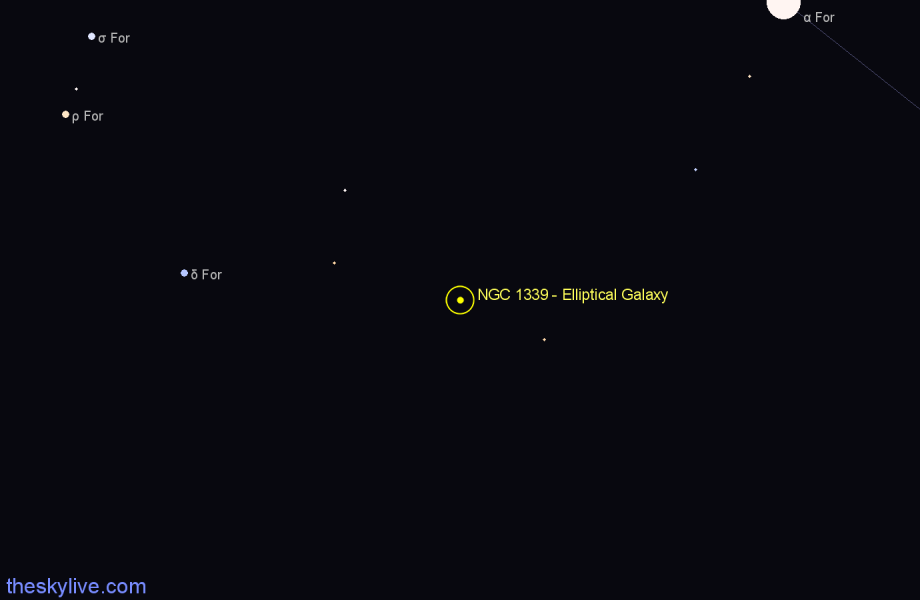 Finder chart NGC 1339 - Elliptical Galaxy in Fornax star