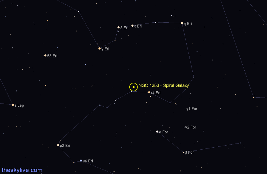 Finder chart NGC 1353 - Spiral Galaxy in Eridanus star
