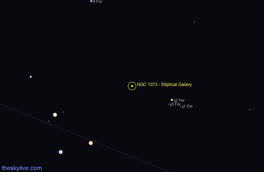 Finder chart NGC 1373 - Elliptical Galaxy in Fornax star