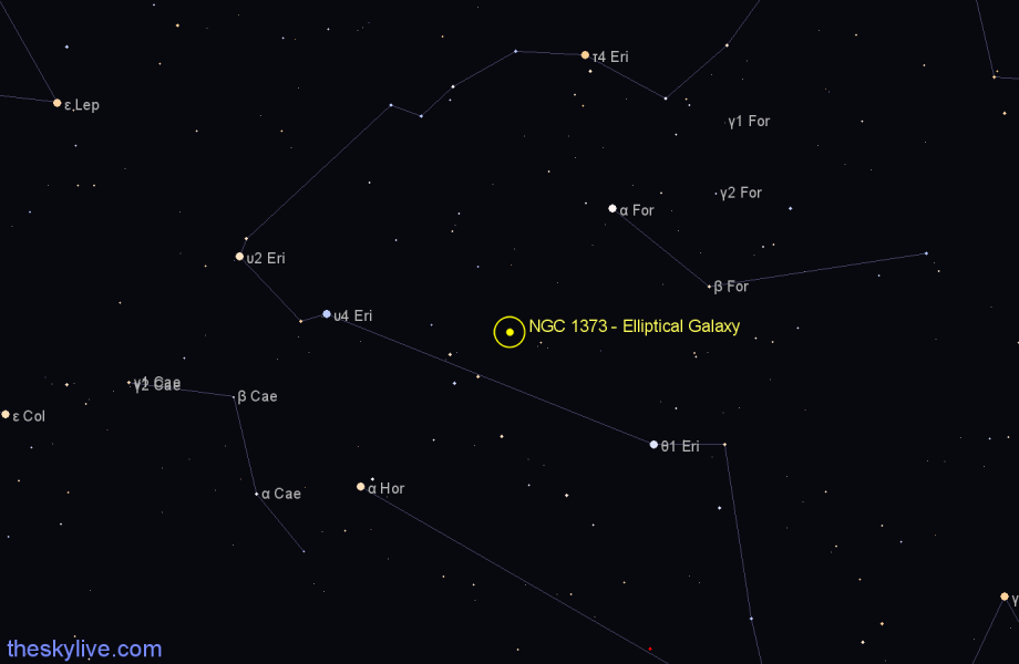 Finder chart NGC 1373 - Elliptical Galaxy in Fornax star
