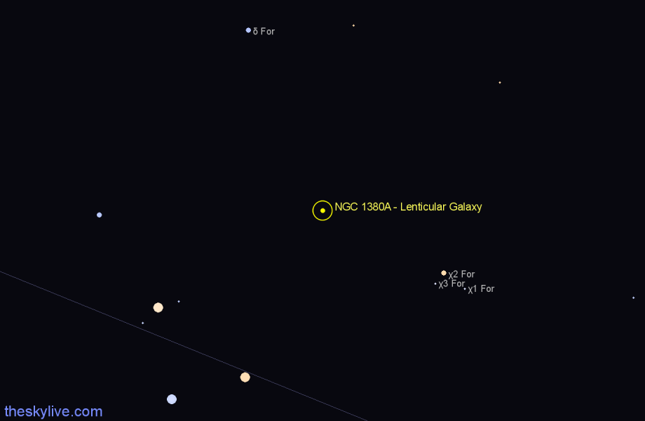 Finder chart NGC 1380A - Lenticular Galaxy in Fornax star