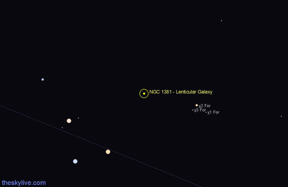 Finder chart NGC 1381 - Lenticular Galaxy in Fornax star
