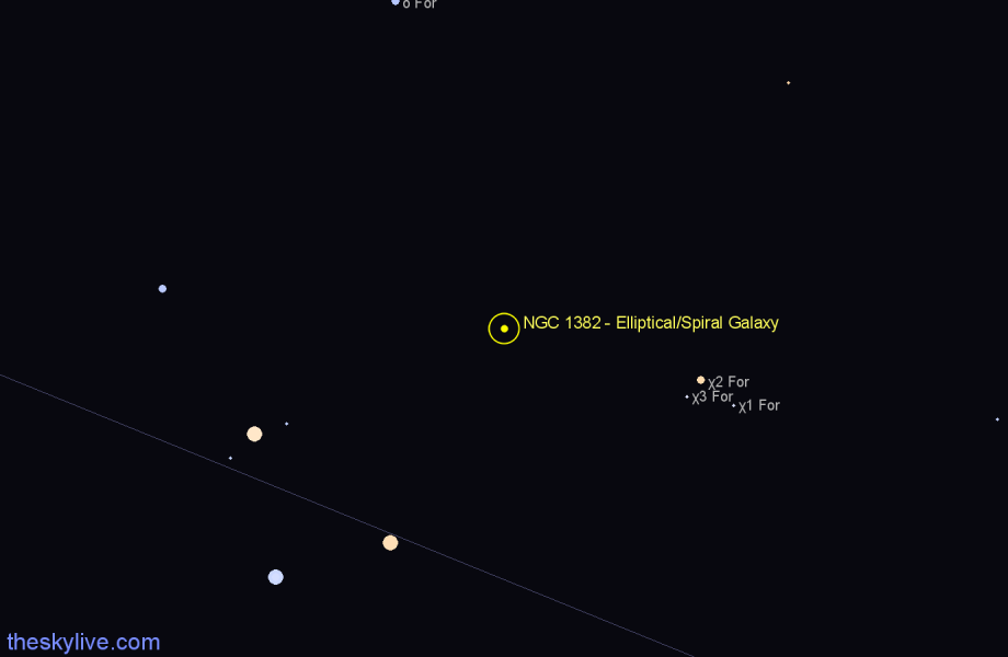 Finder chart NGC 1382 - Elliptical/Spiral Galaxy in Fornax star