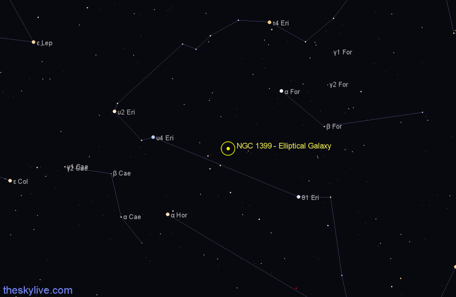 Finder chart NGC 1399 - Elliptical Galaxy in Fornax star