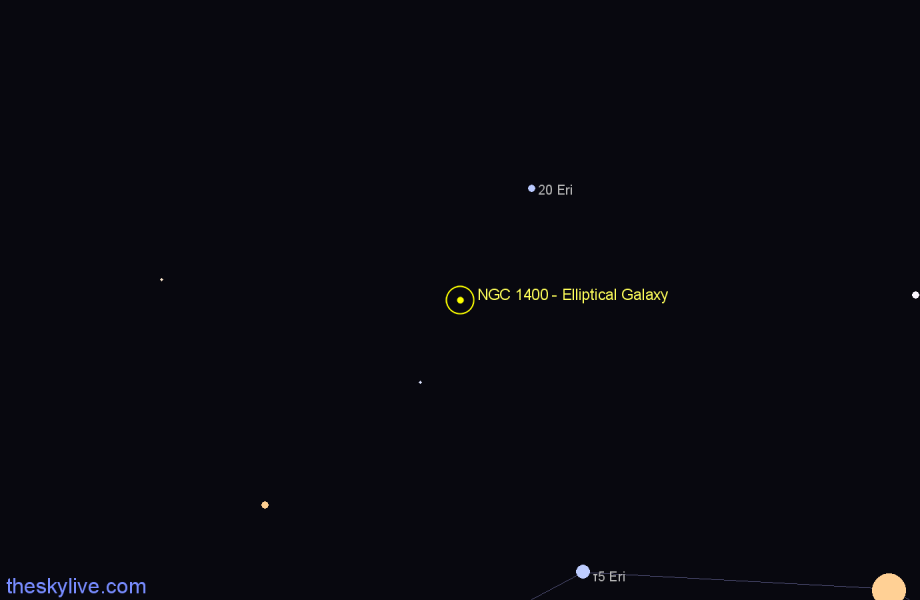 Finder chart NGC 1400 - Elliptical Galaxy in Eridanus star