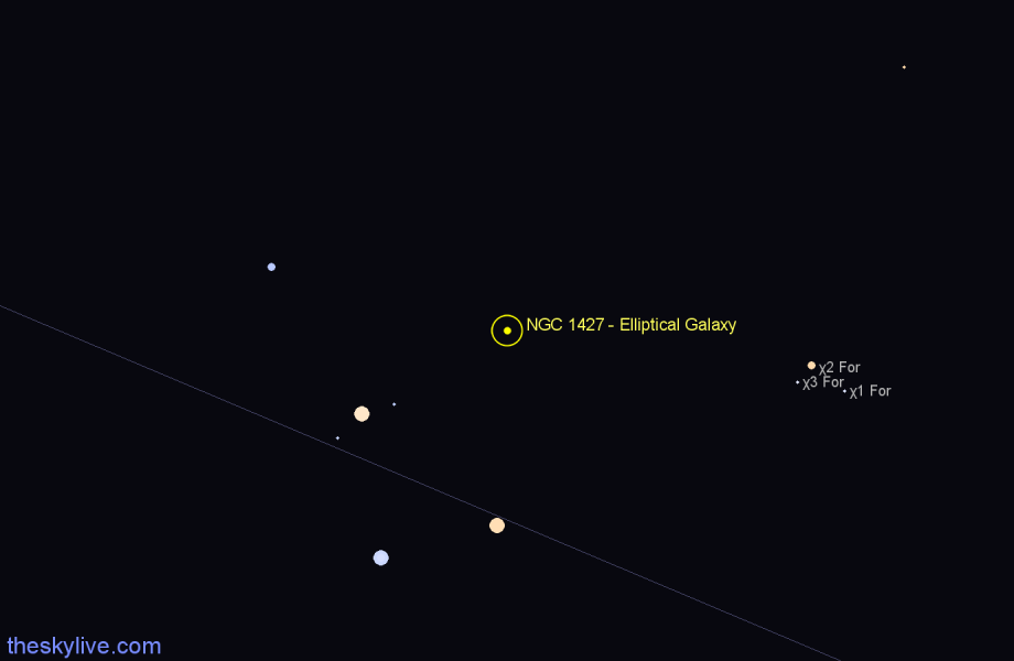 Finder chart NGC 1427 - Elliptical Galaxy in Fornax star