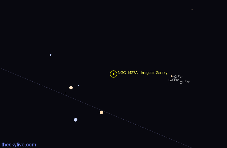 Finder chart NGC 1427A - Irregular Galaxy in Fornax star