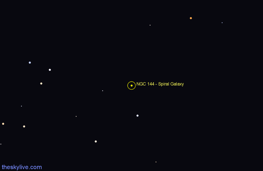 Finder chart NGC 144 - Spiral Galaxy in Cetus star