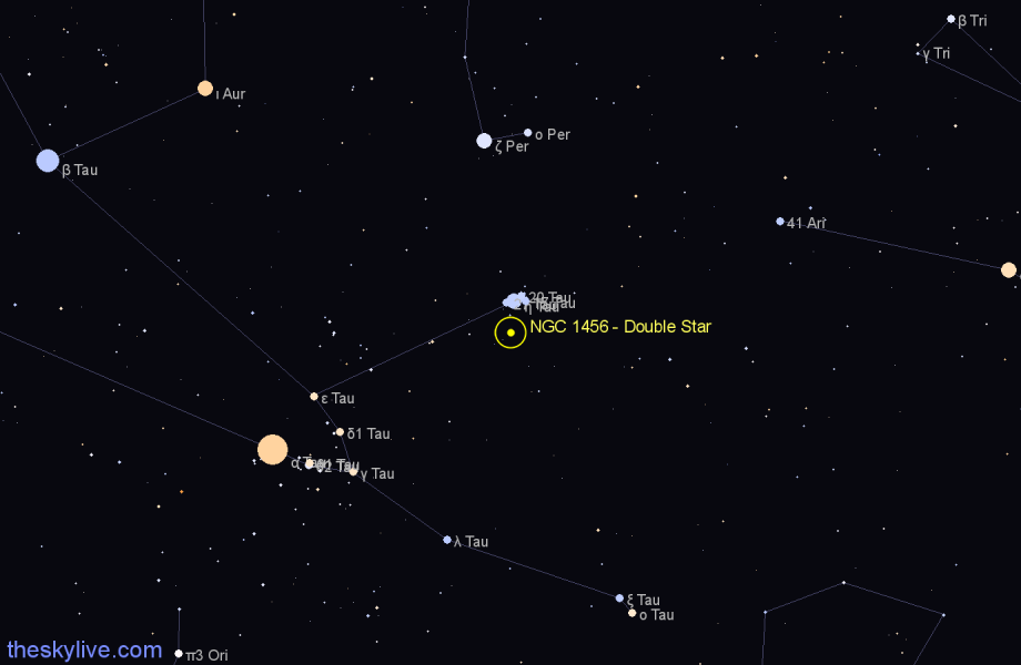 Finder chart NGC 1456 - Double Star in Taurus star