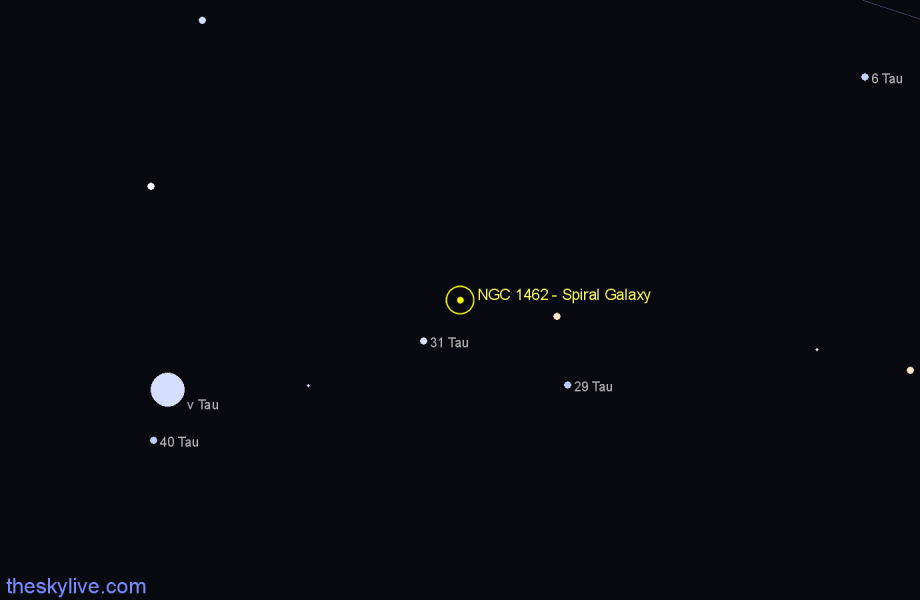 Finder chart NGC 1462 - Spiral Galaxy in Taurus star