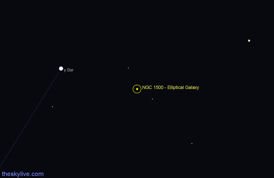 Finder chart NGC 1500 - Elliptical Galaxy in Dorado star