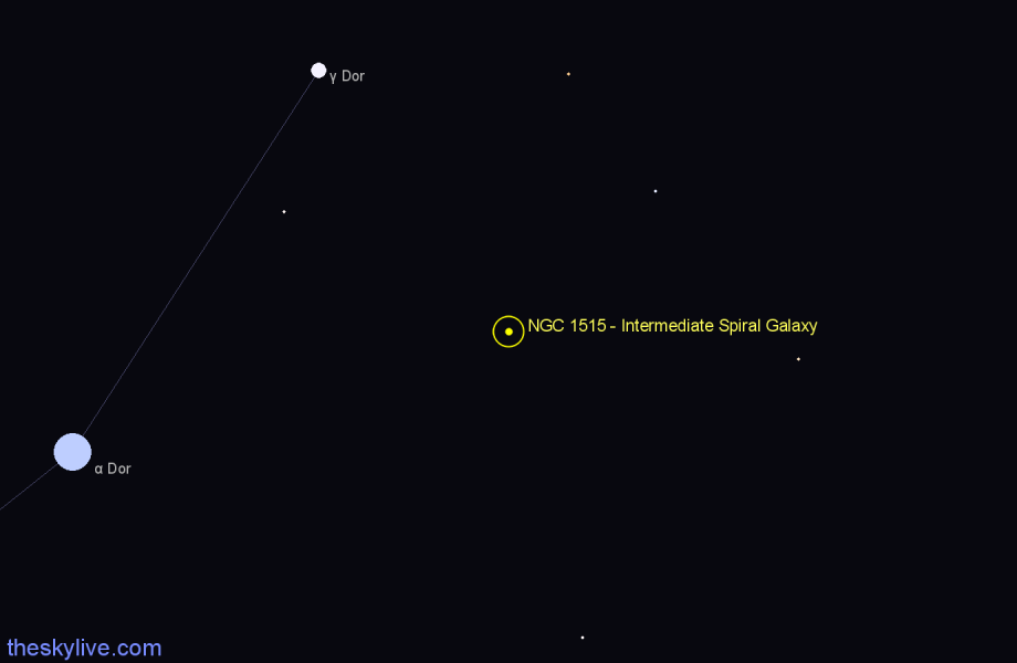 Finder chart NGC 1515 - Intermediate Spiral Galaxy in Dorado star