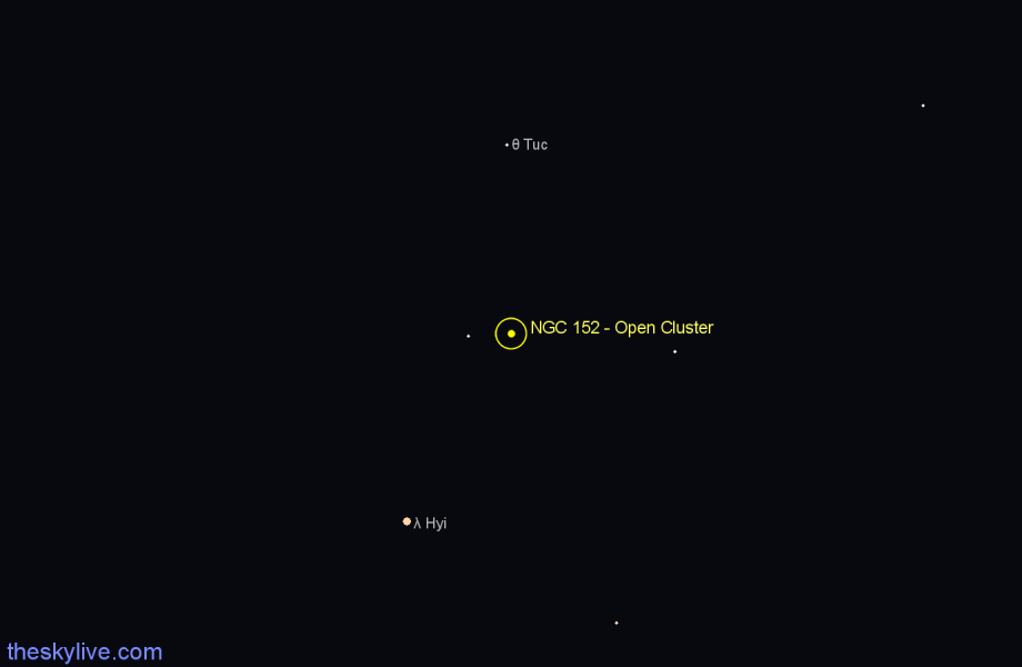 Finder chart NGC 152 - Open Cluster in Tucana star