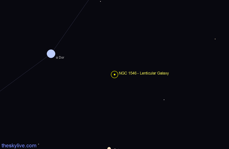 Finder chart NGC 1546 - Lenticular Galaxy in Dorado star