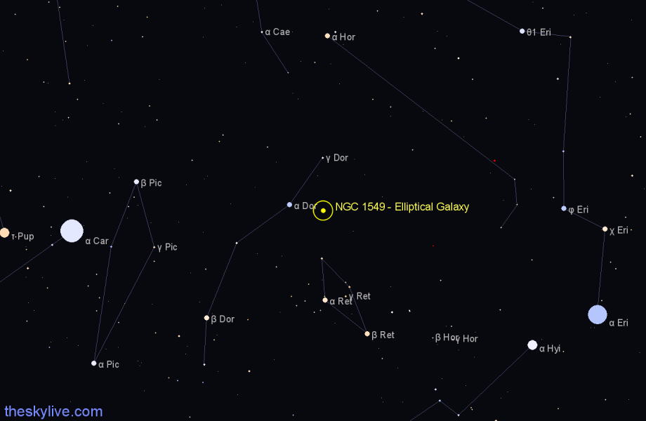 Finder chart NGC 1549 - Elliptical Galaxy in Dorado star