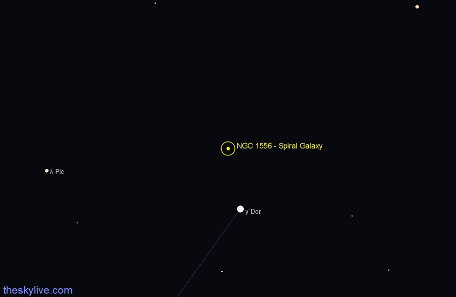 Finder chart NGC 1556 - Spiral Galaxy in Dorado star