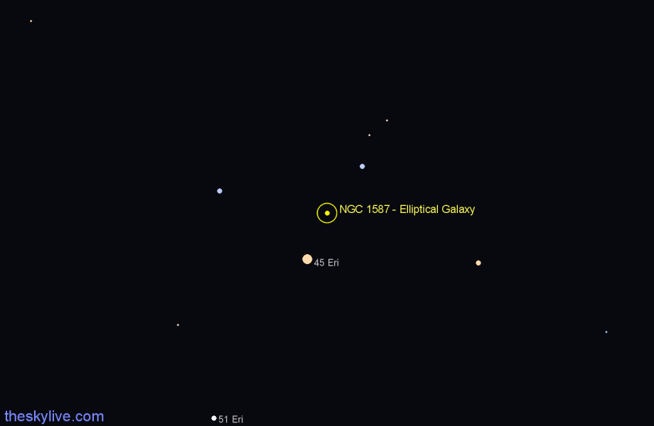Finder chart NGC 1587 - Elliptical Galaxy in Taurus star