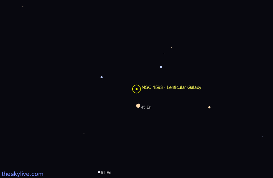 Finder chart NGC 1593 - Lenticular Galaxy in Taurus star