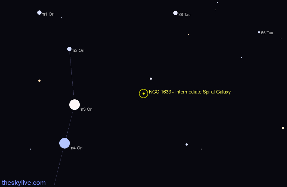 Finder chart NGC 1633 - Intermediate Spiral Galaxy in Taurus star