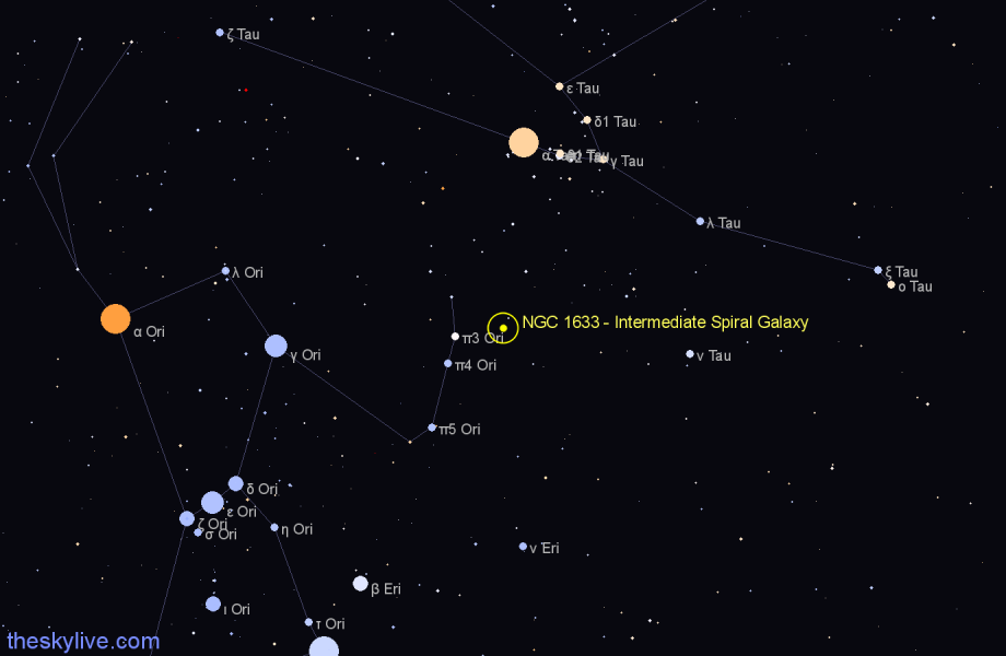 Finder chart NGC 1633 - Intermediate Spiral Galaxy in Taurus star