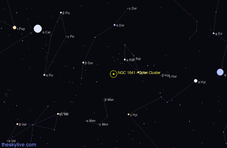 Finder chart NGC 1641 - Open Cluster in Dorado star