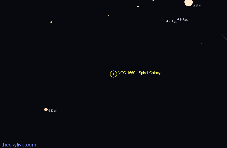 Finder chart NGC 1669 - Spiral Galaxy in Dorado star