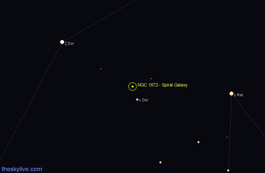 Finder chart NGC 1672 - Spiral Galaxy in Dorado star