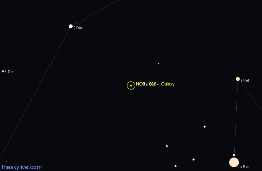 Finder chart NGC 1688 - Galaxy in Dorado star