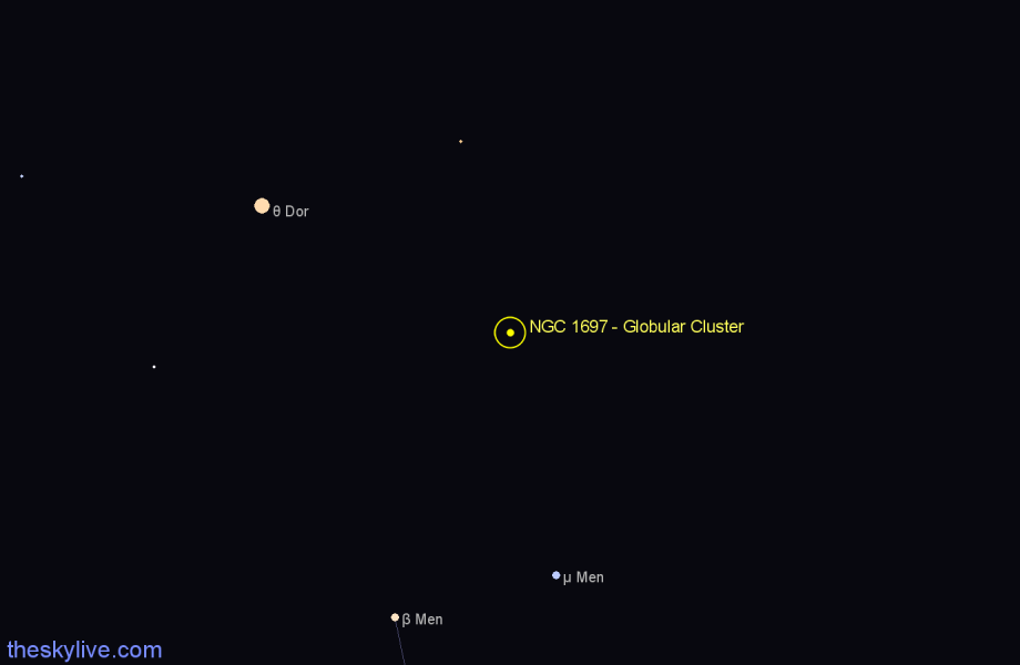 Finder chart NGC 1697 - Globular Cluster in Dorado star