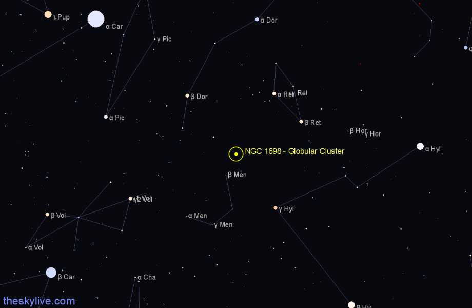 Finder chart NGC 1698 - Globular Cluster in Dorado star