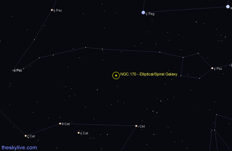 Finder chart NGC 170 - Elliptical/Spiral Galaxy in Cetus star