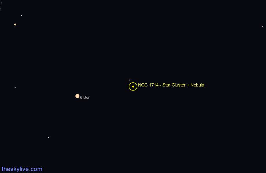 Finder chart NGC 1714 - Star Cluster + Nebula in Dorado star