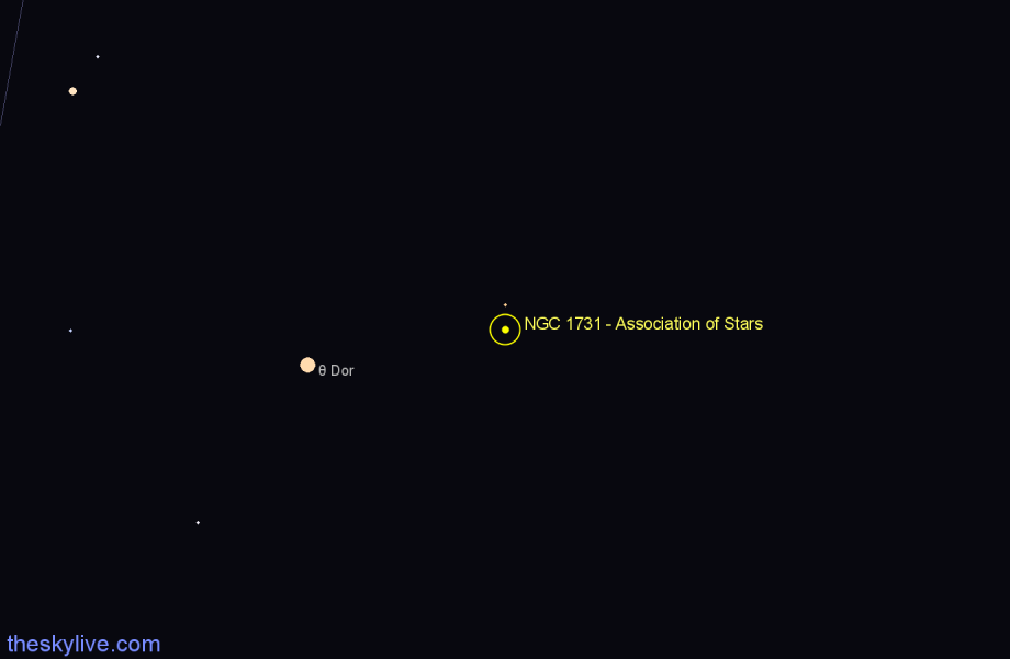 Finder chart NGC 1731 - Association of Stars in Dorado star