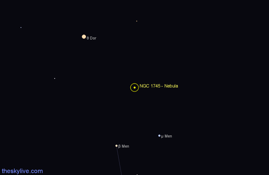 Finder chart NGC 1745 - Nebula in Dorado star