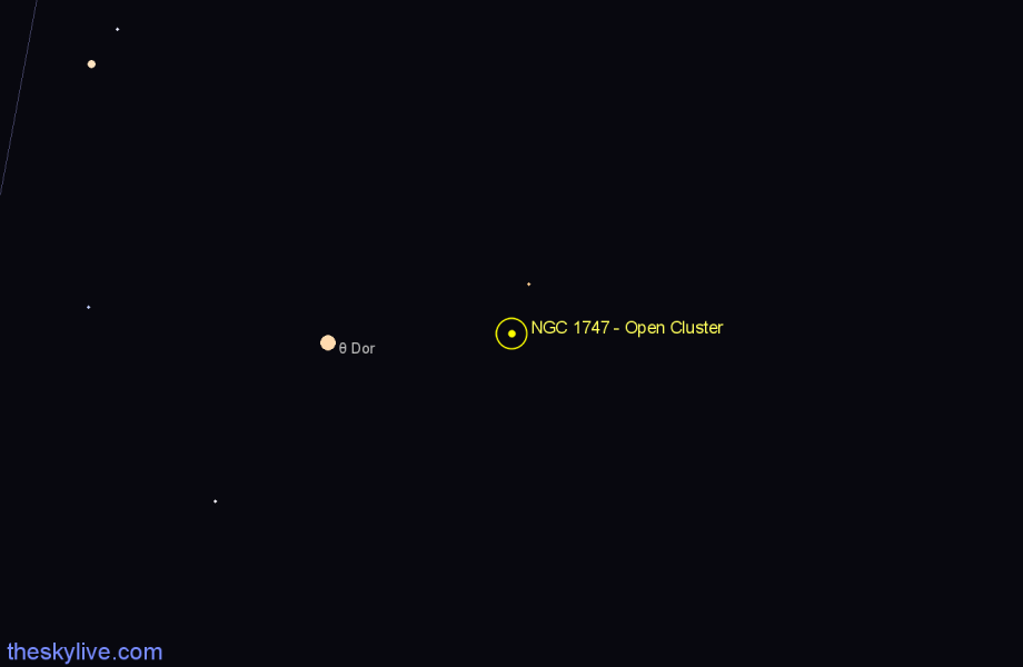Finder chart NGC 1747 - Open Cluster in Dorado star