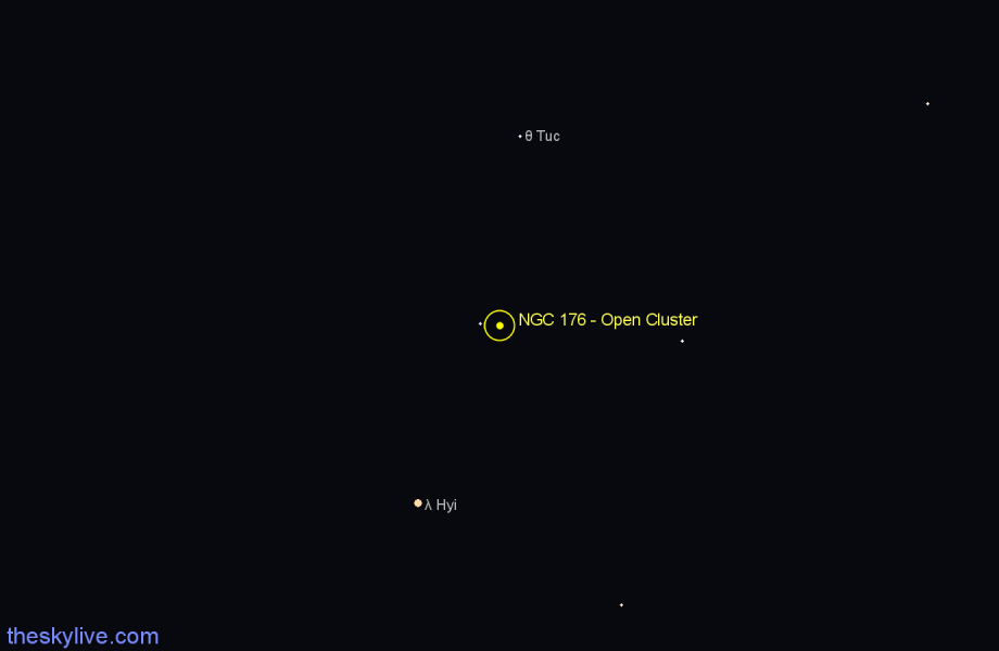 Finder chart NGC 176 - Open Cluster in Tucana star