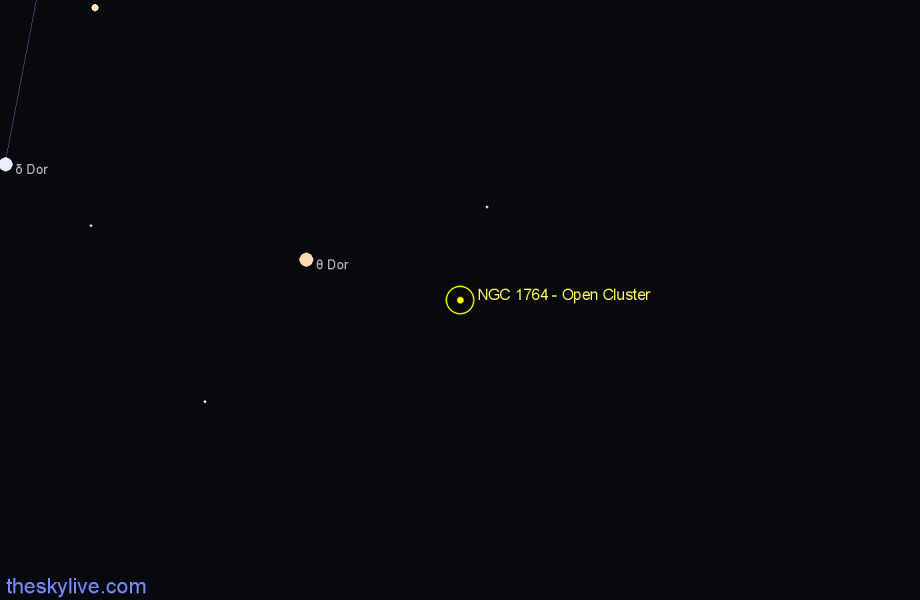 Finder chart NGC 1764 - Open Cluster in Dorado star