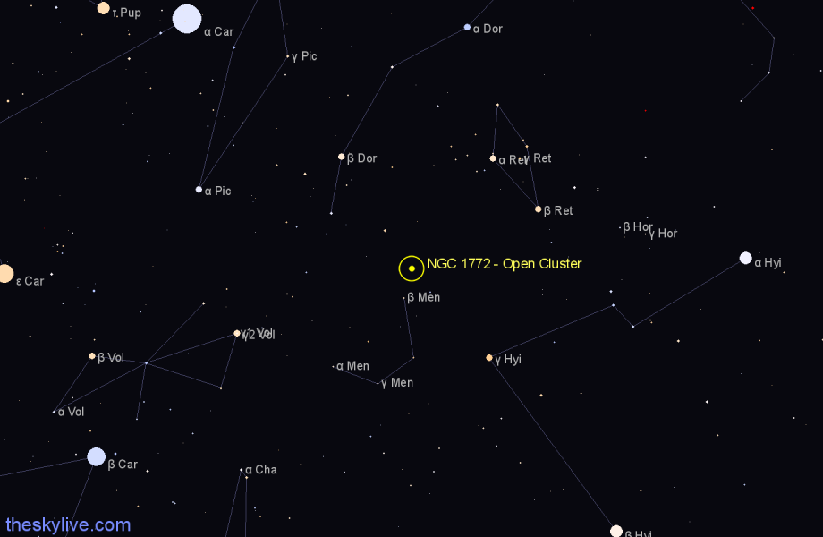 Finder chart NGC 1772 - Open Cluster in Dorado star